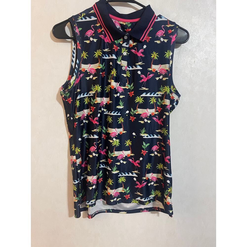 Ladies Dink Up Sleeveless Collard Neck Shirt Size Small